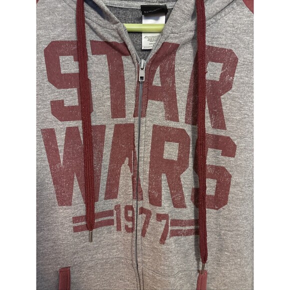 Star Wars Full Zip Hoodie 1977 Graphic Movie Sweatshirt Gray Burgundy Classic, L - Picture 6 of 11